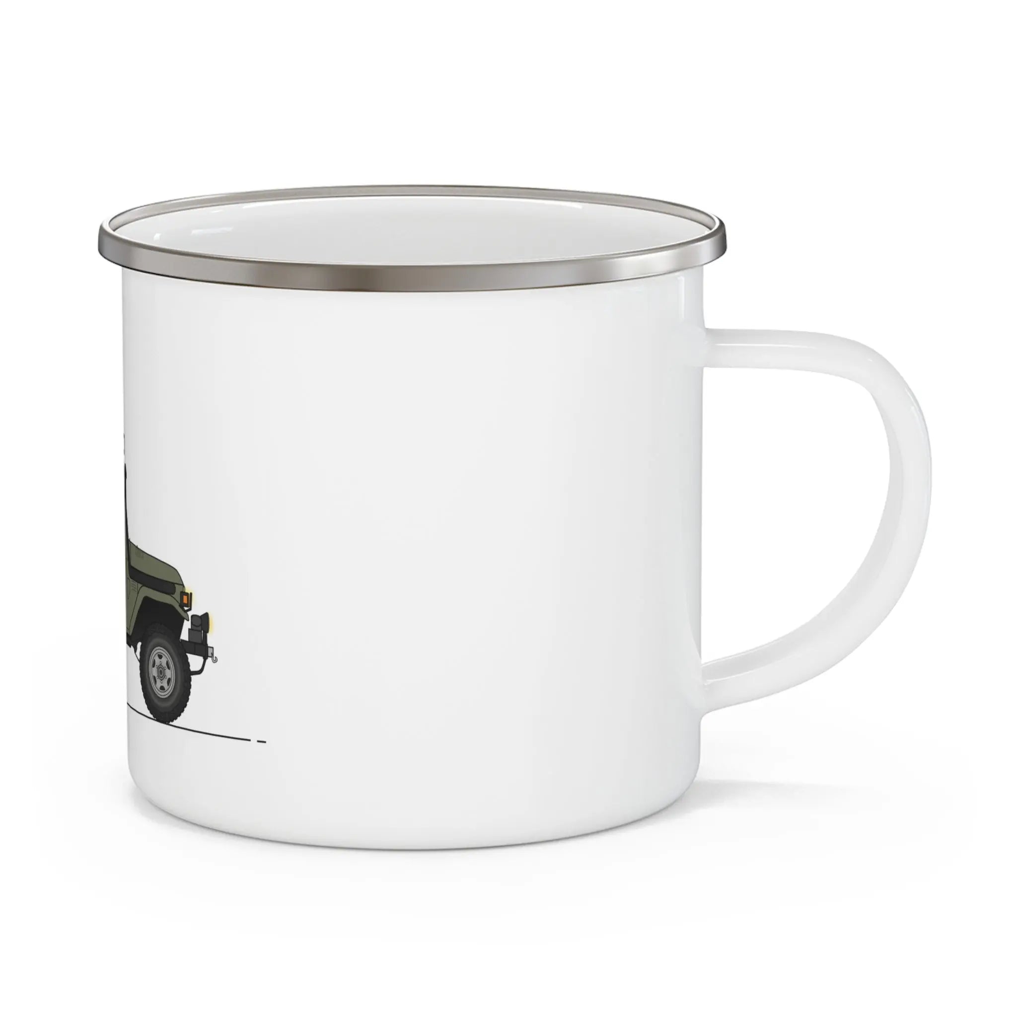 Vintage overlanding enamel mug FJ40 design